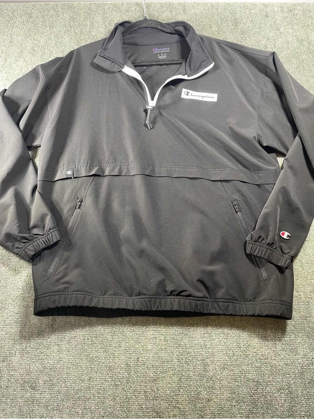 Champion Black Jacket with Signature Logo Tab